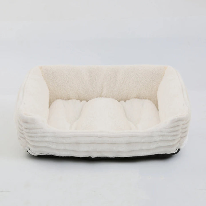 Medium dog square pet bed, plush top and waterproof oxford fabric for easy cleaning