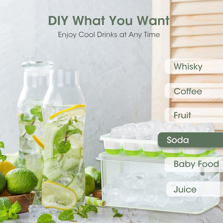 Soft silicone ice cube trays (stackable) with a handy storage bin for perfectly shaped ice.
