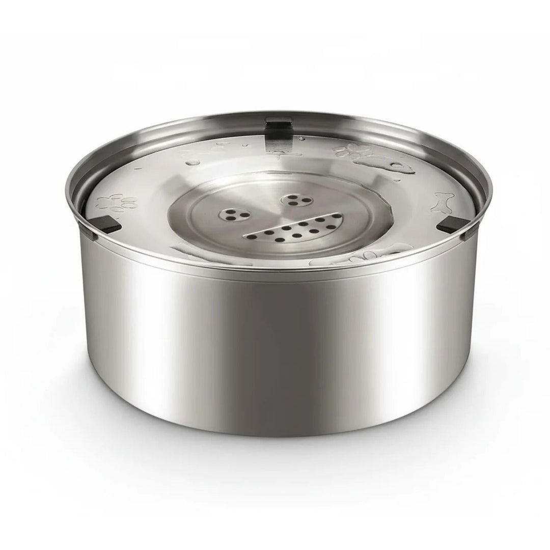 Stainless steel anti-spill dog water bowl, perfect for pet hydration, slow feeder design