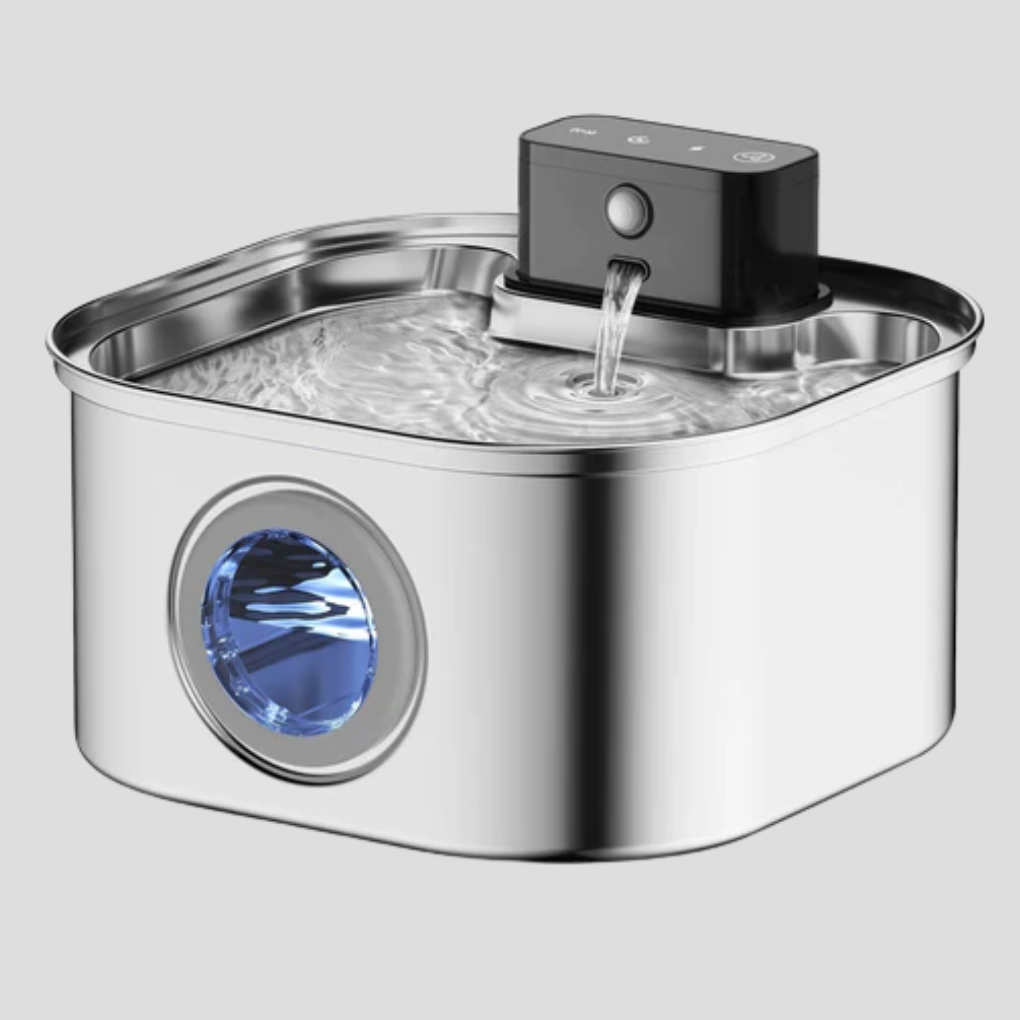 Quiet 3.2-liter stainless steel cat fountain with auto sensor, easy to clean