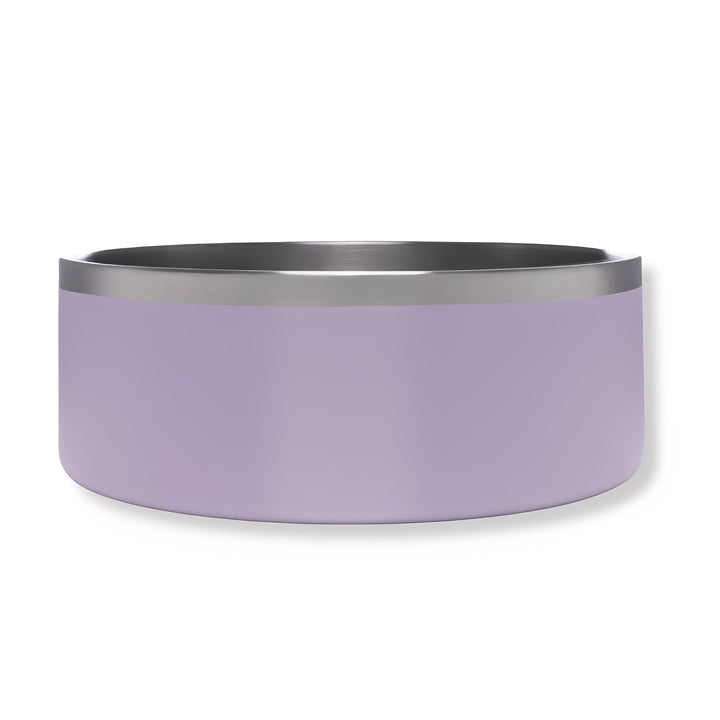 Shiny stainless steel dog bowl with a non-slip ring; durable pet supplies