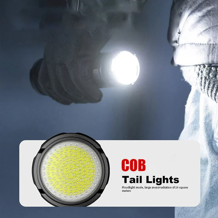 Unisex 10000 lumen rechargeable LED torch, ultimate outdoor gear for hiking, camping & emergencies.