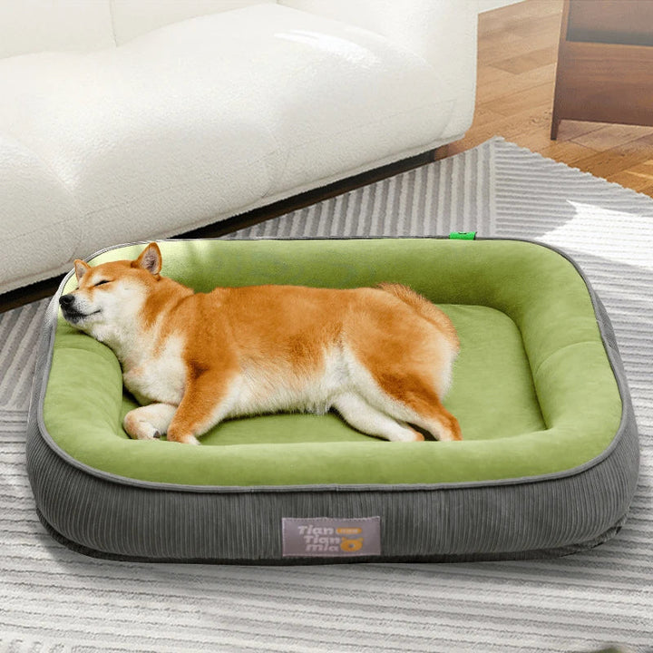 Indoor unisex pet bed with striped design, durable cotton, and washable for all seasons