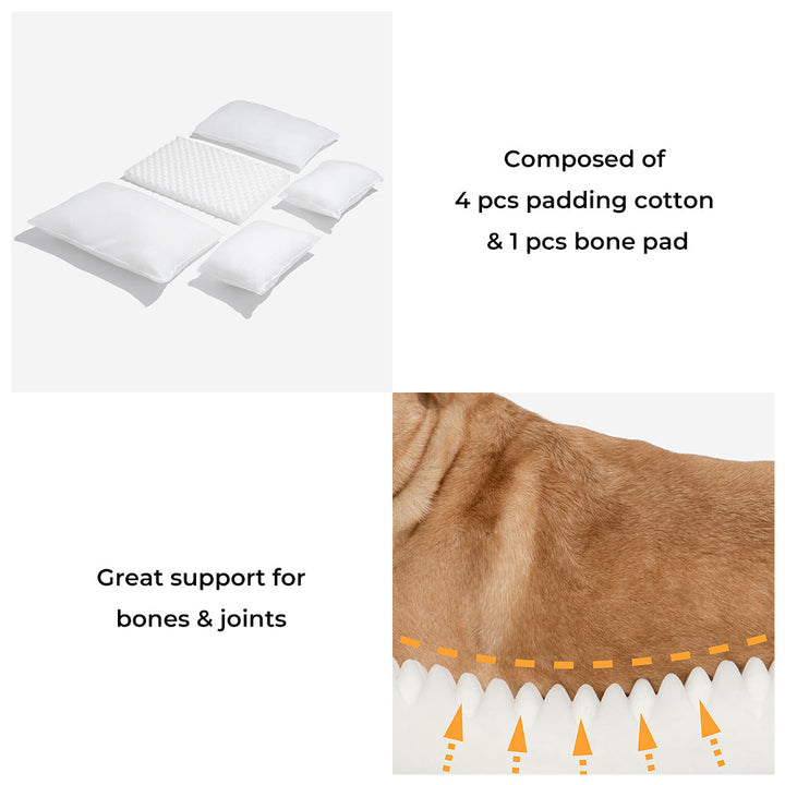Elevated striped cat lounge bed in soft faux lambswool fabric