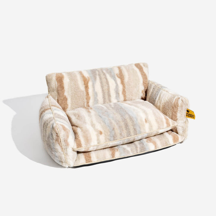 Replacement pet sofa bed cover featuring striped faux lambswool, soft and protective for pets