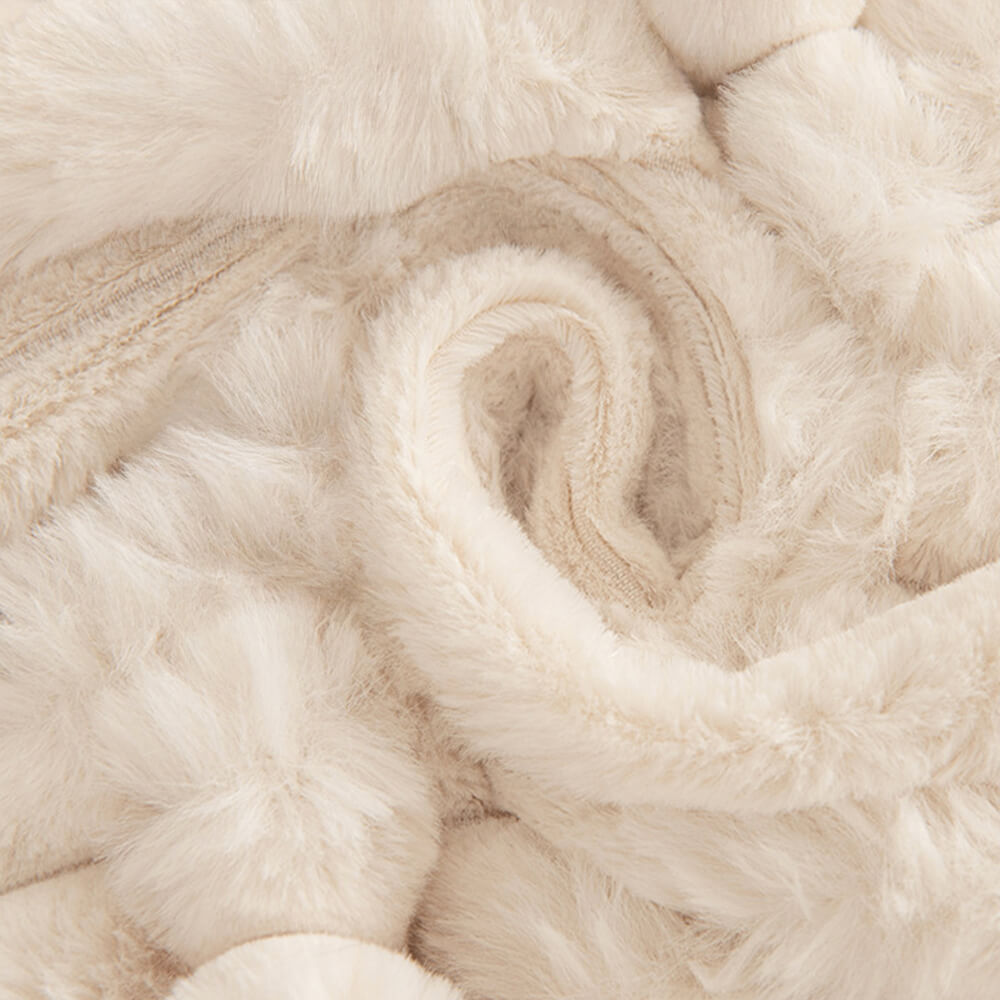 Plush striped faux fur couch throw, soft and eco-friendly home decor solution