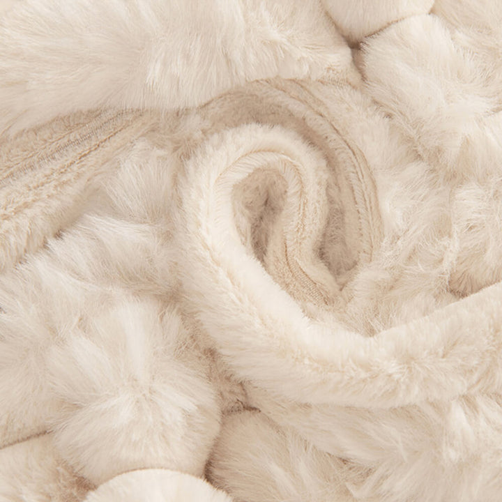 Plush striped faux fur couch throw, soft and eco-friendly home decor solution