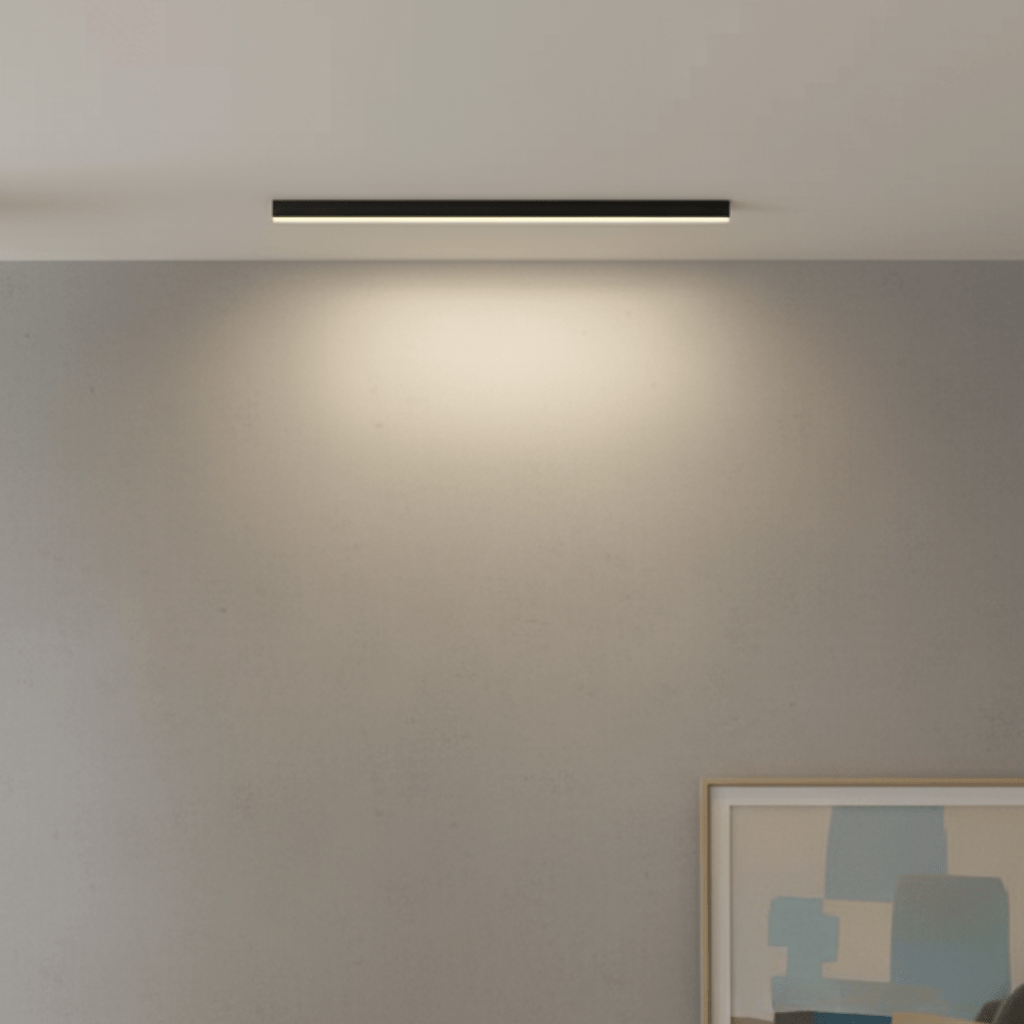 Sleek LED ceiling light, modern Scandinavian flush mount. Perfect interior lighting for homes & offices.