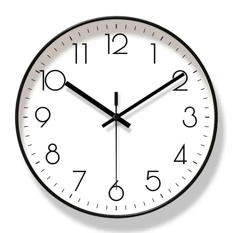 Silent black Nordic wall clock, modern design, enhances the aesthetic of any stylish home or office.