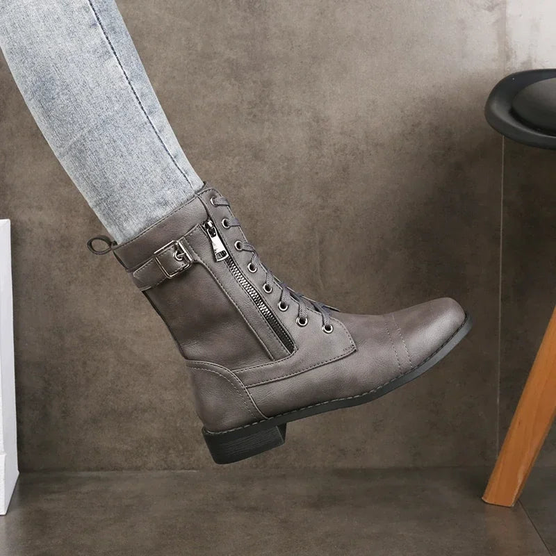 Modern men's lace-up ankle boots, easy to wear with a functional zipper, great for everyday footwear.