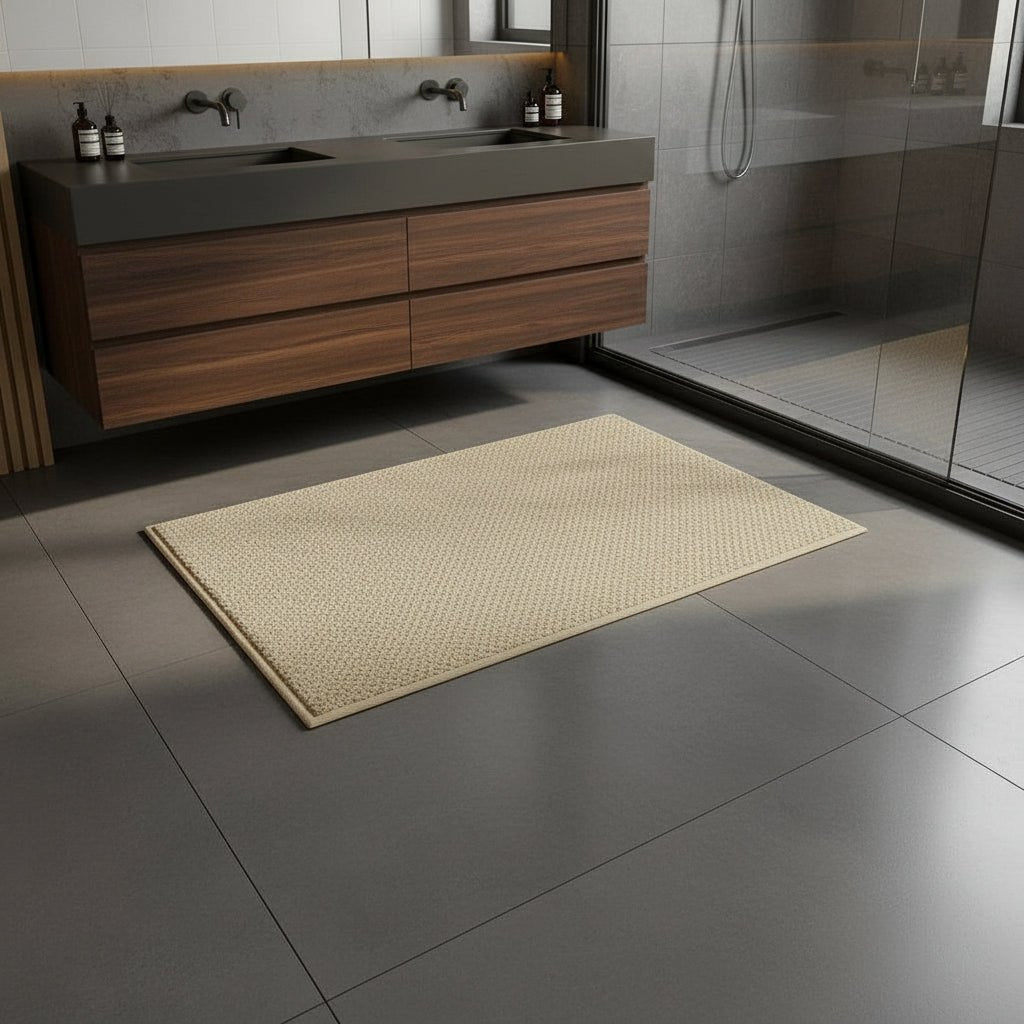 Absorbent geometric doormat for effective dirt and moisture control, perfect as a stylish front door mat.