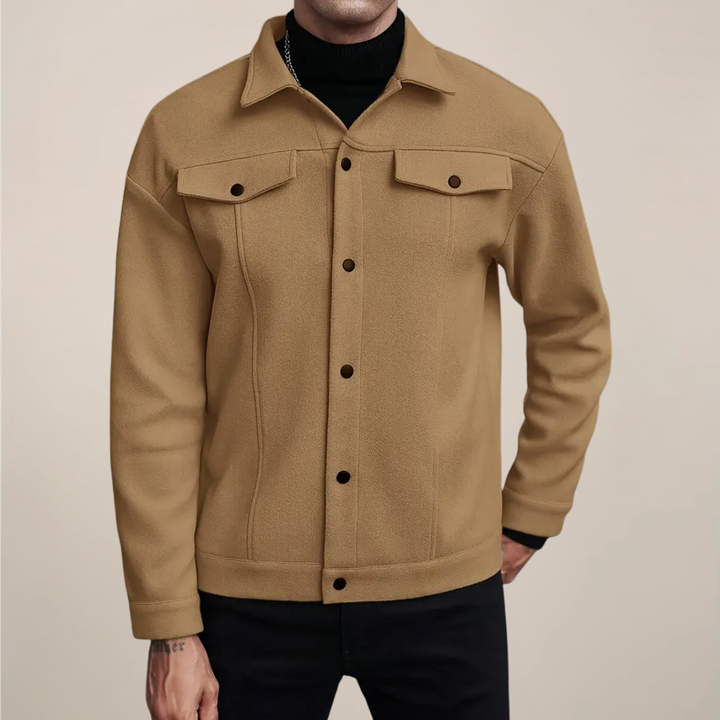 Stylish men's smart casual button-up jacket in a versatile shade, perfect for autumn and winter layering.