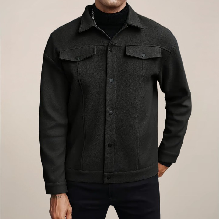 Men's smart casual button-up jacket, a short coat offering everyday style for autumn and winter.