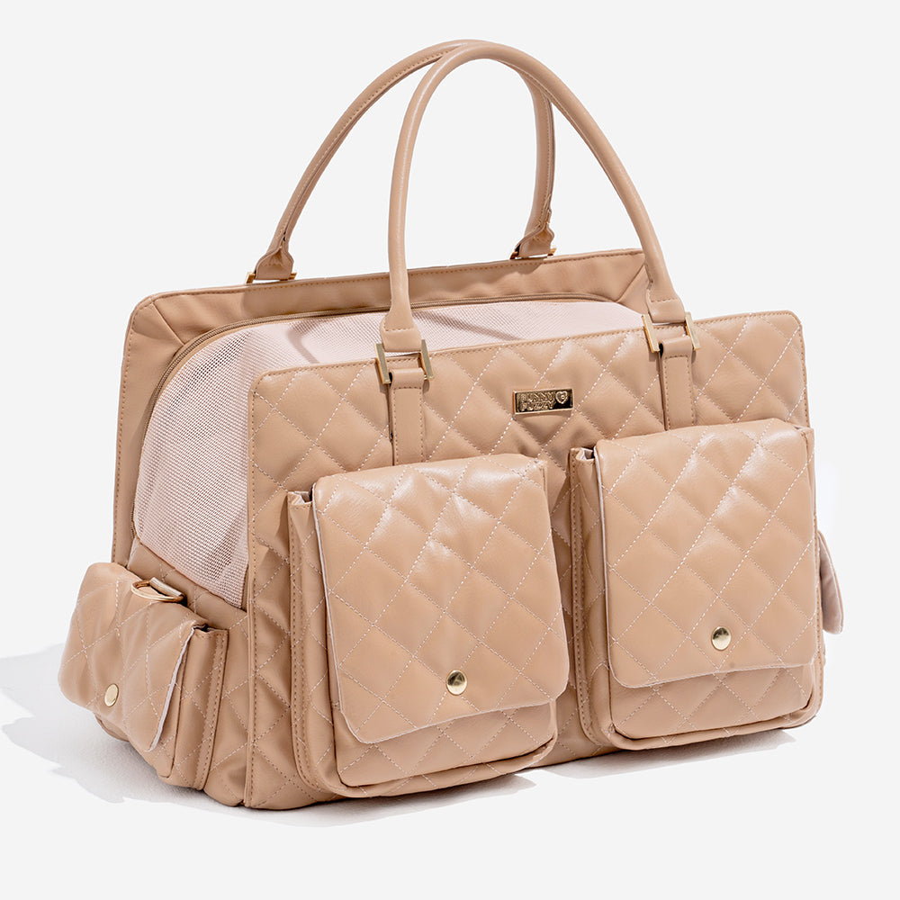 Unisex pet carrier in black for small cats and puppies, designed for secure and easy transport.