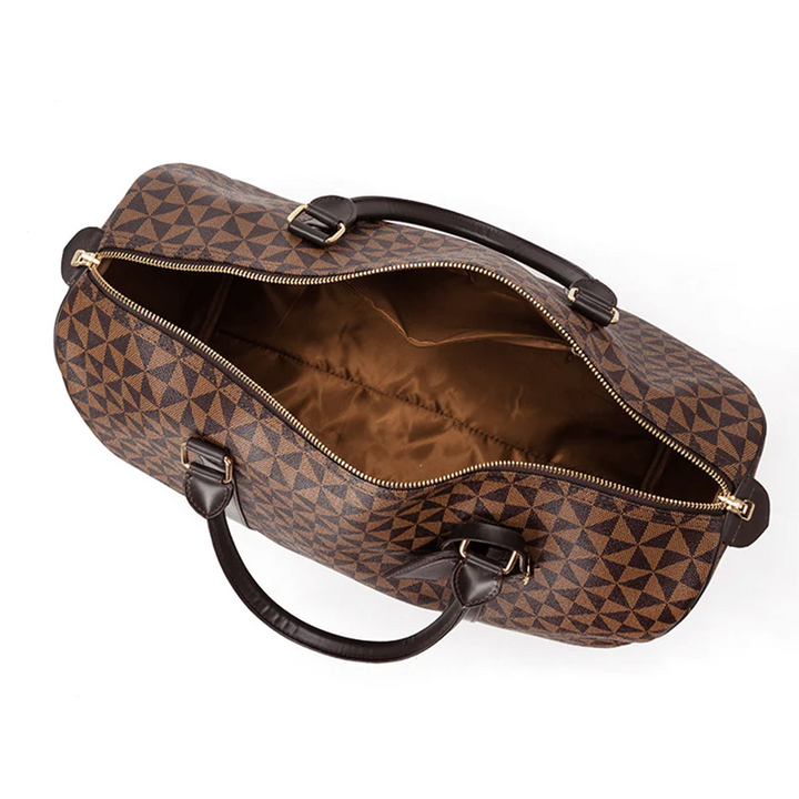 Elegant beige unisex travel duffle bag, a versatile and stylish carry-on for any travel accessory.