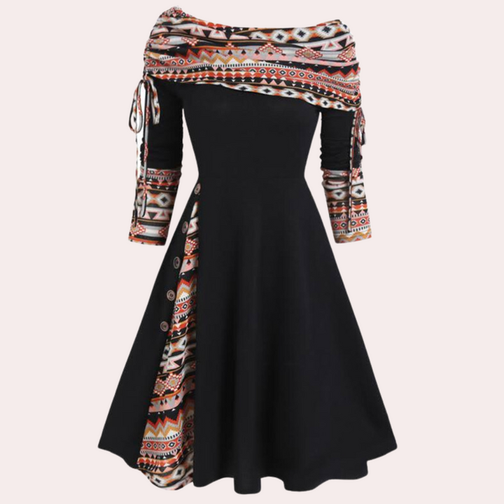 Elegant women's A-line dress featuring a chic accent print, suitable for summer and spring fashion.