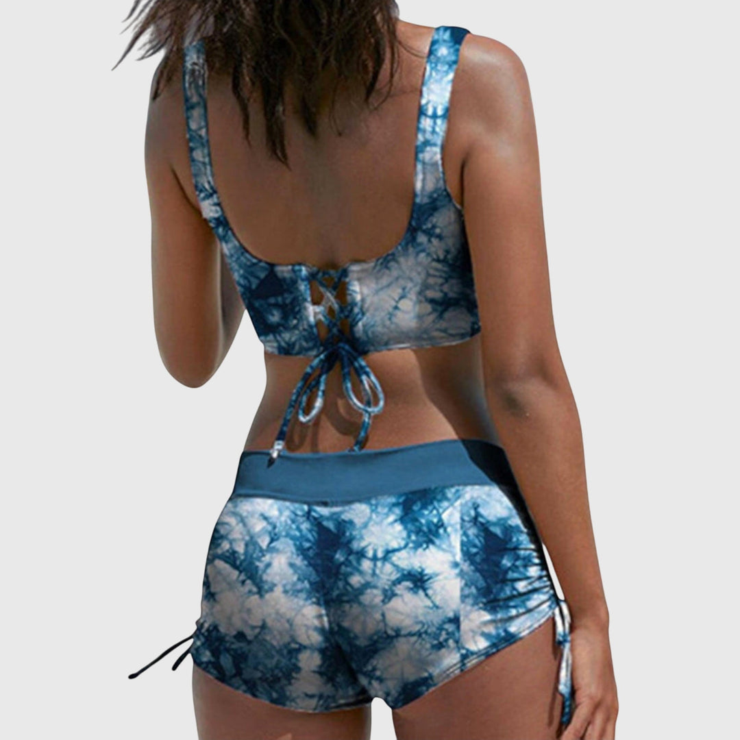 Vibrant women's swimwear bikini set. Modern design, flattering fit, ideal for summer vacation & beach days.