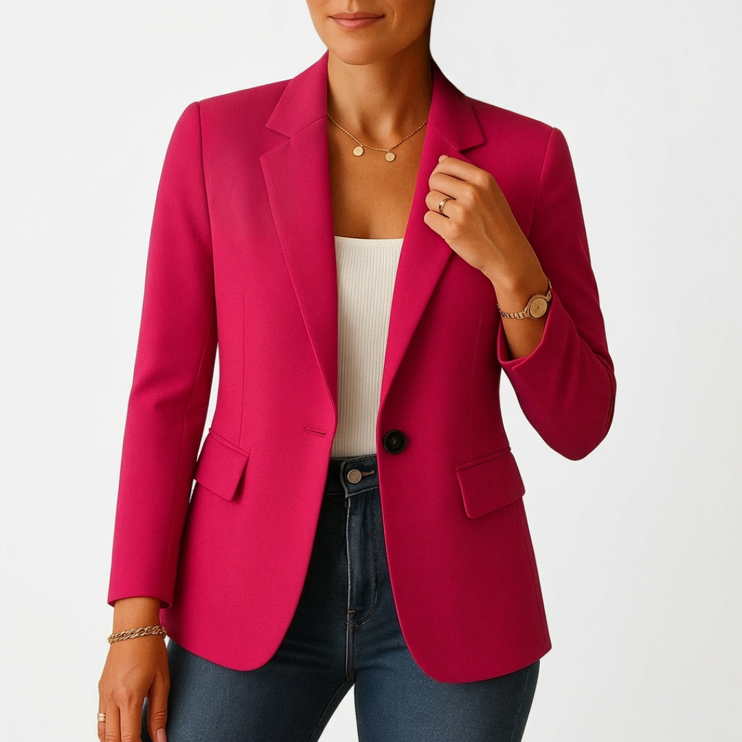 Professional women's blazer, one-button, classic lapel. Ideal for office, business meetings & sophisticated workwear.