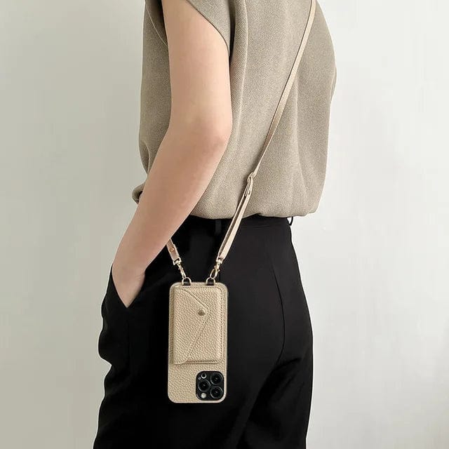 New women's crossbody phone case, a stylish accessory with card holder & lanyard for daily convenience.