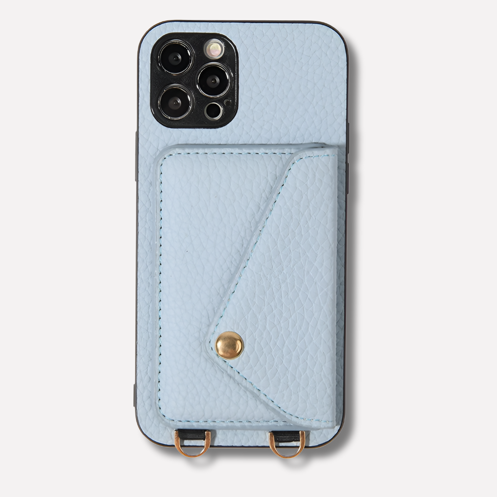 Elegant women's crossbody phone wallet case with card slots, perfect for hands-free daily use & travel.
