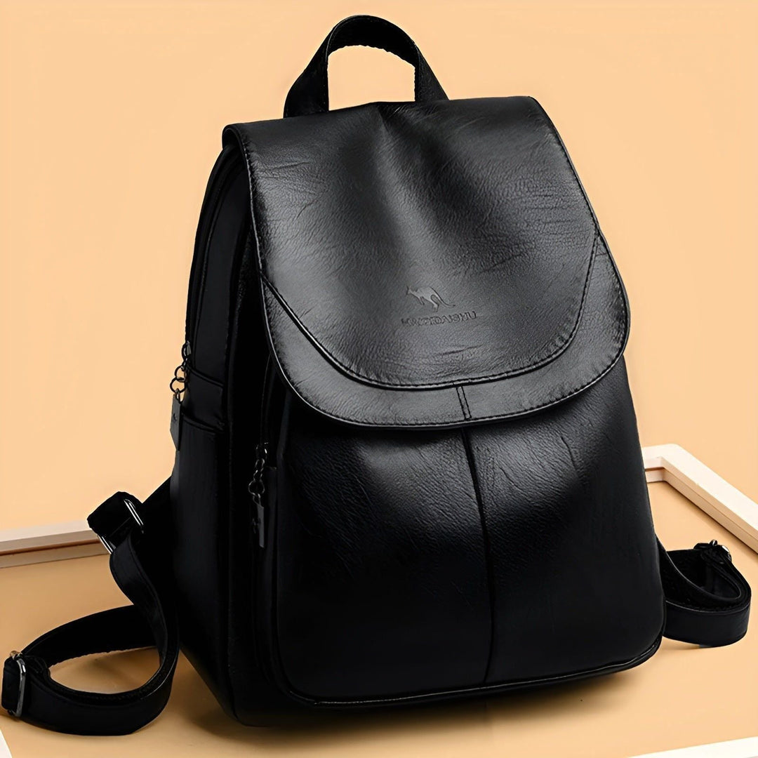 Lightweight women's leather travel backpack, a durable and functional rucksack ideal for daily adventures.