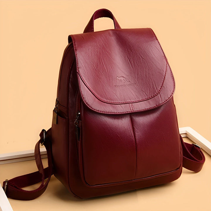 Versatile women's leather backpack, a stylish and functional rucksack designed for daily use and travel.