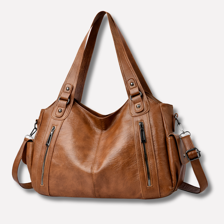 Women's multi-compartment shoulder bag, ideal for travel and work. An elegant and functional everyday handbag.