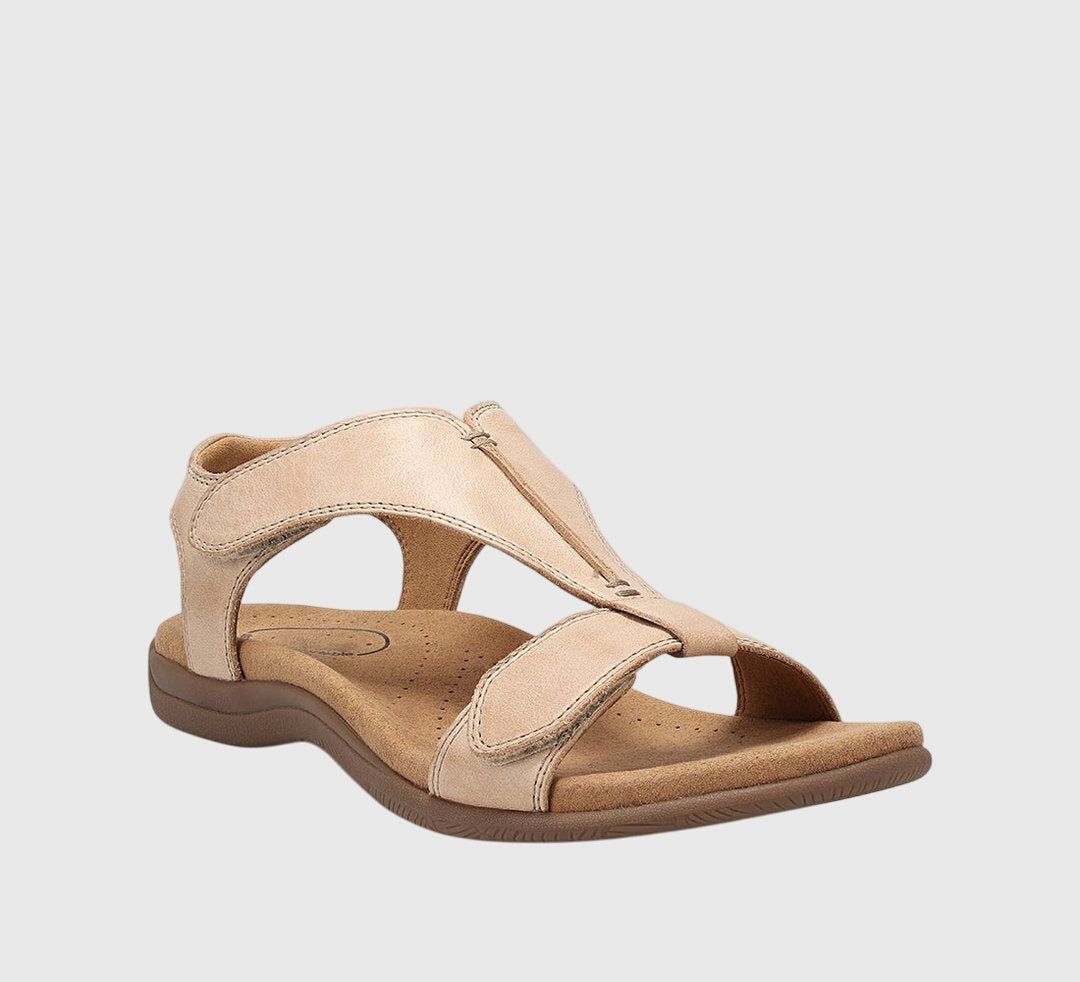 Top view of women's open-toe orthopedic sandals, designed for stylish casual wear & foot support.