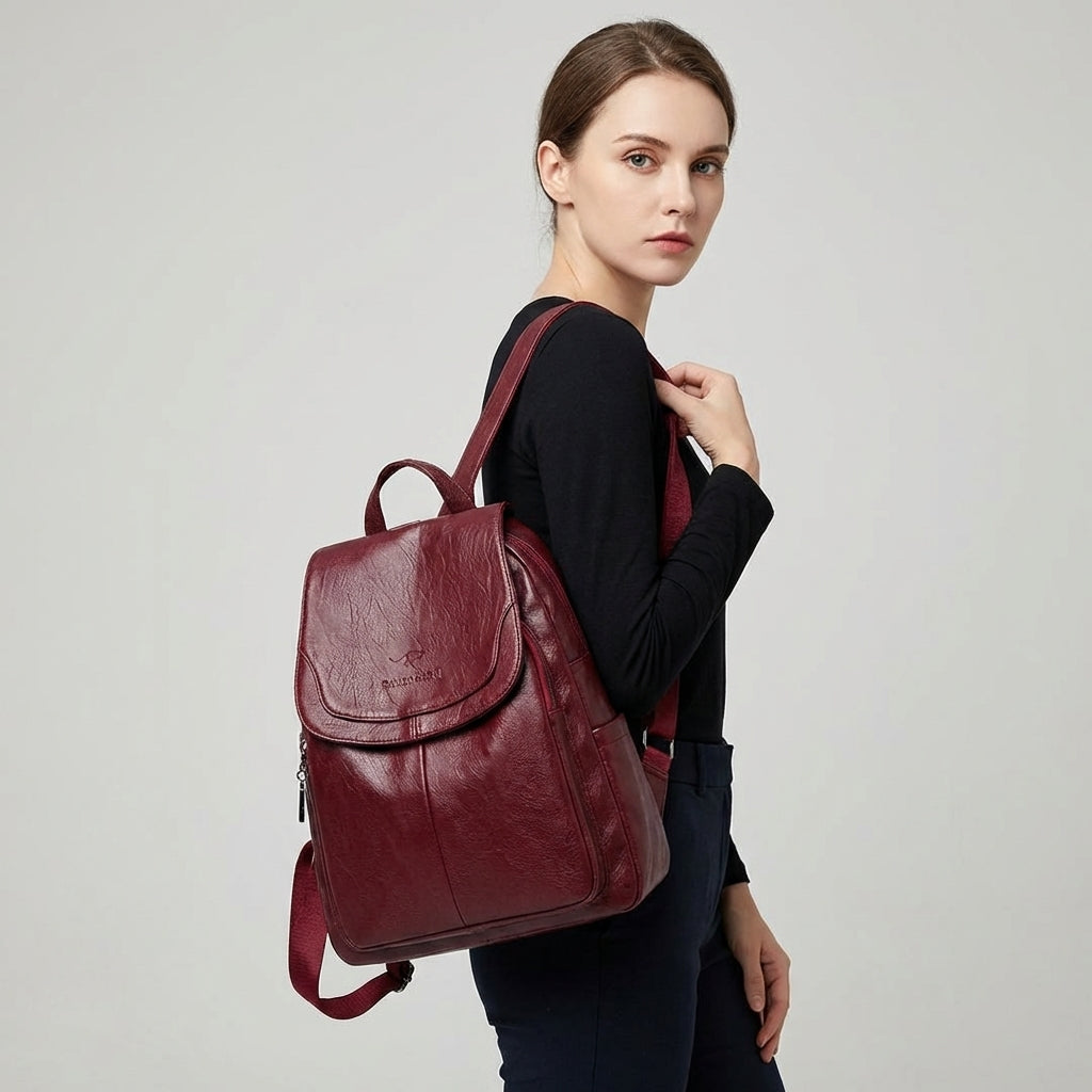 New structured flap backpack for women, a versatile daily carry bag & fashionable accessory.
