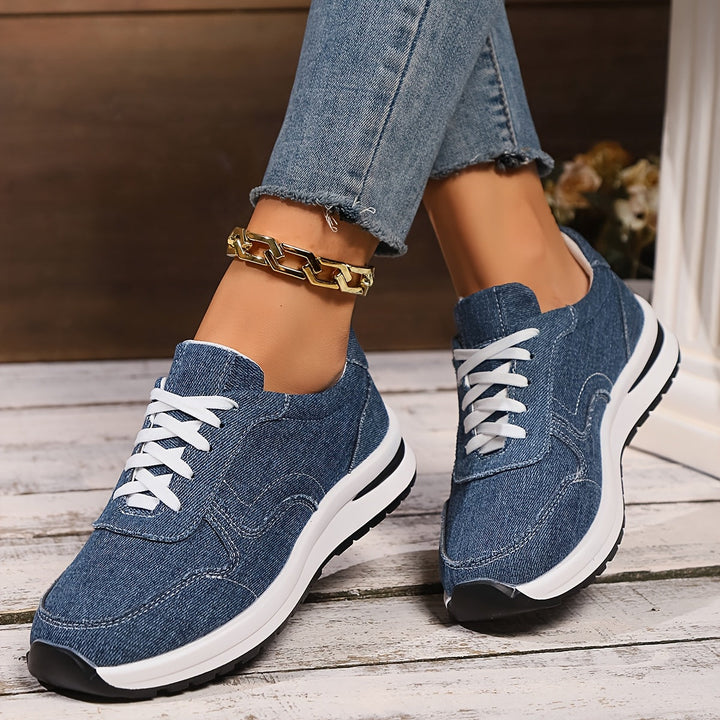 Comfortable women's sneakers with arch support, wide toe box, and cushioned sole, ideal for stylish casual wear.