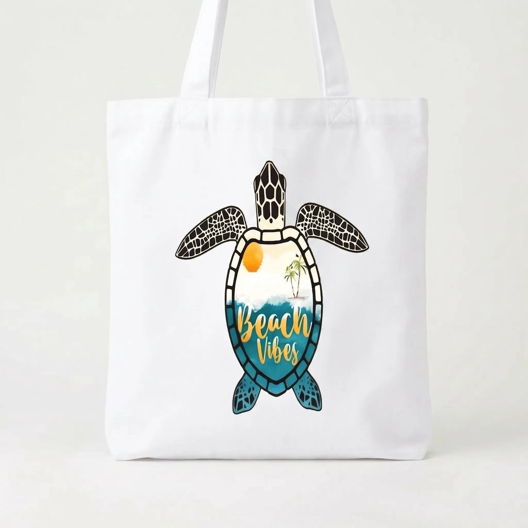 Women's everyday shoulder bag in a vibrant turquoise floral print. A versatile & reusable tote, great for summer or errands.