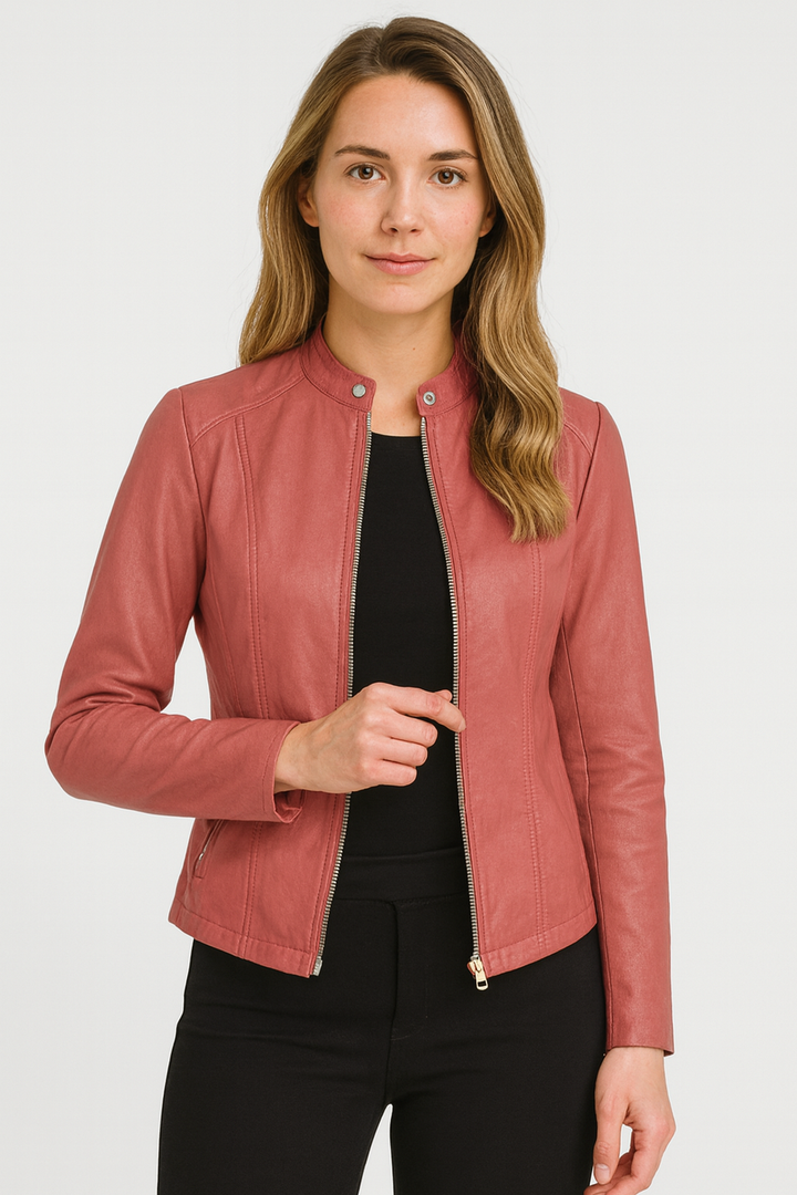 Lightweight women's zip-up jacket, offering comfort and style. Versatile outerwear for modern fashion.