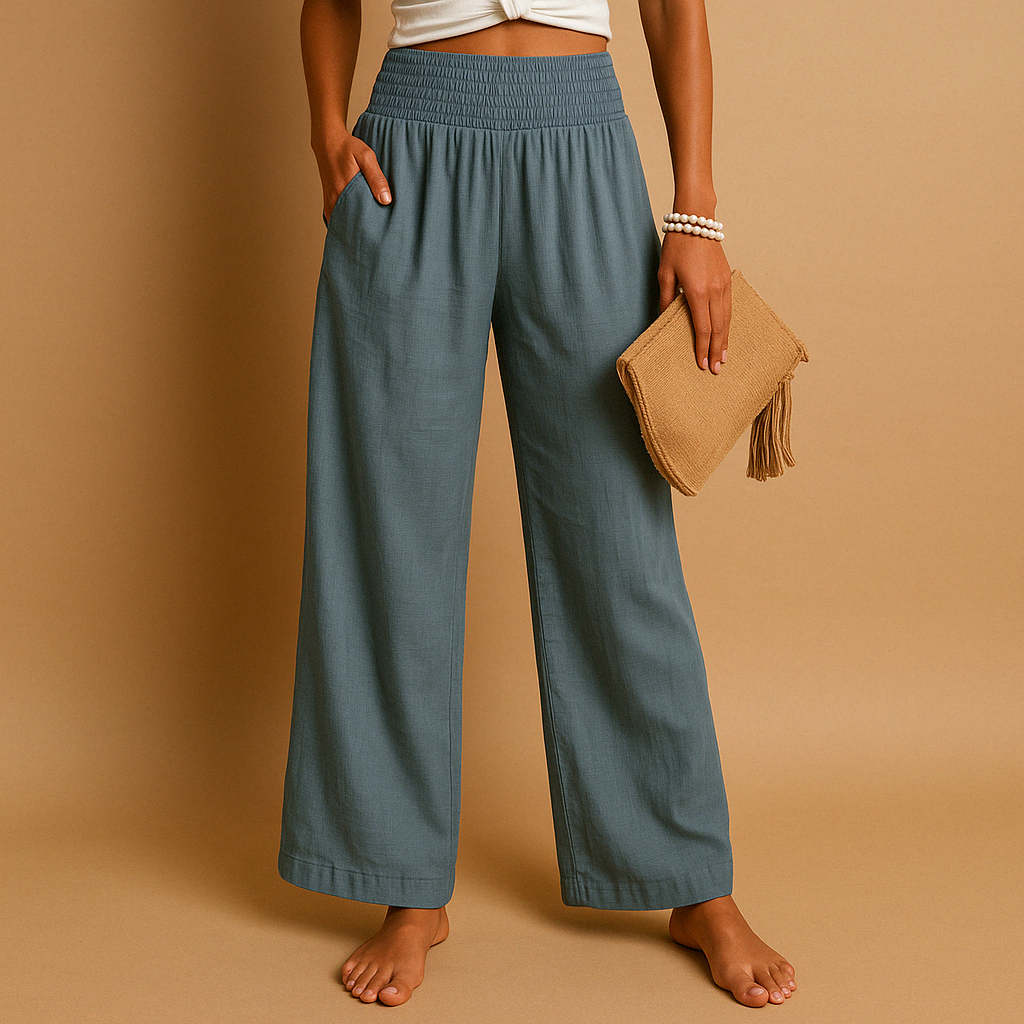 Breathable, lightweight women's trousers, ideal for summer, ensuring comfortable, loose-fit wear.