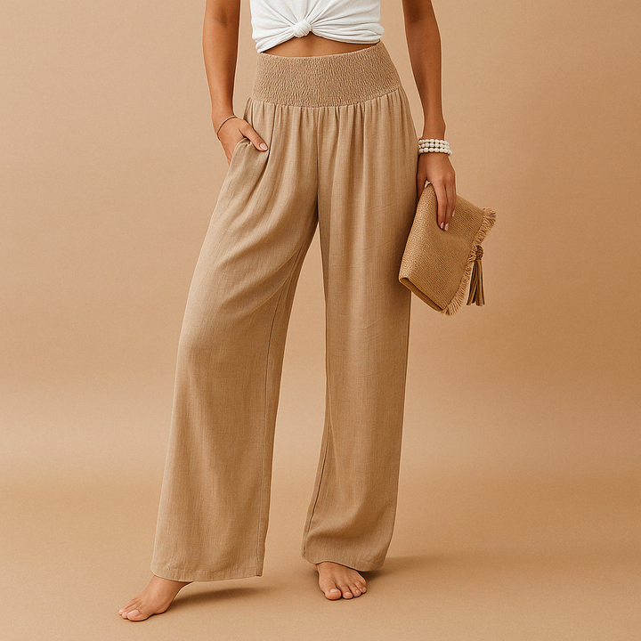 Women's lightweight summer trousers, loose fit, perfect for casual warm weather comfort.