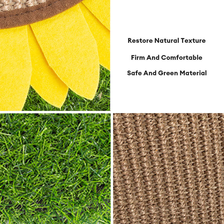 Close-up of the sisal rope on a sunflower cat scratcher, showing its durable texture for cat claws.