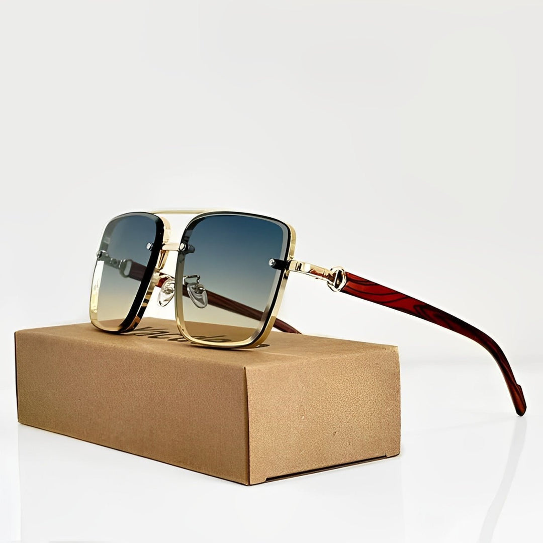 Unisex aviator sunglasses, UV400 gradient lenses, durable scratch-resistant frame, adjustable fit.
