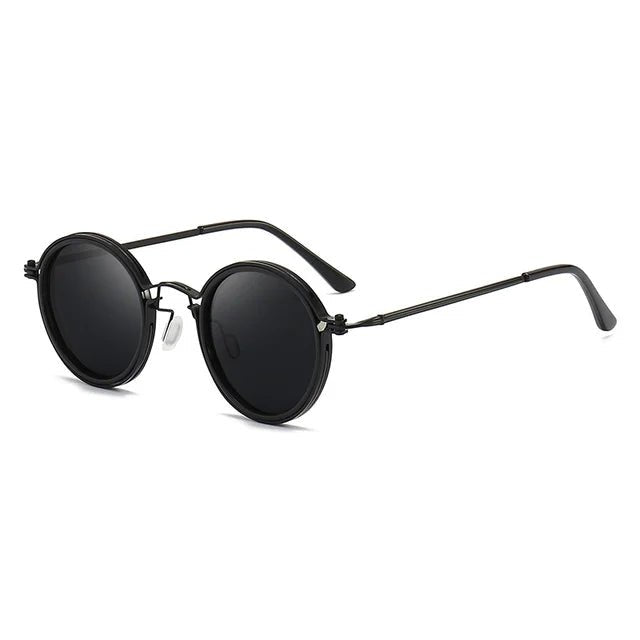 Essential unisex polarized round sunglasses with stylish metal temples for sun & UV defense.