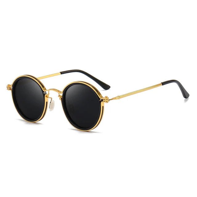 High-quality unisex polarized round sunglasses with sturdy metal temples & superior UV protection.