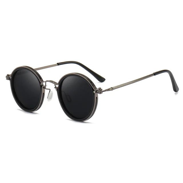 Versatile unisex polarized round sunglasses. Fashion eyewear with metal temples & UV shield.
