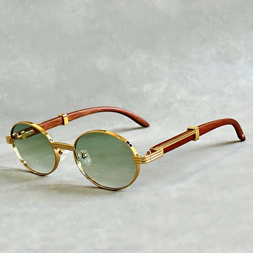 Premium gold frame round sunglasses for unisex, ensuring both a luxurious look & full UV400 eye protection.