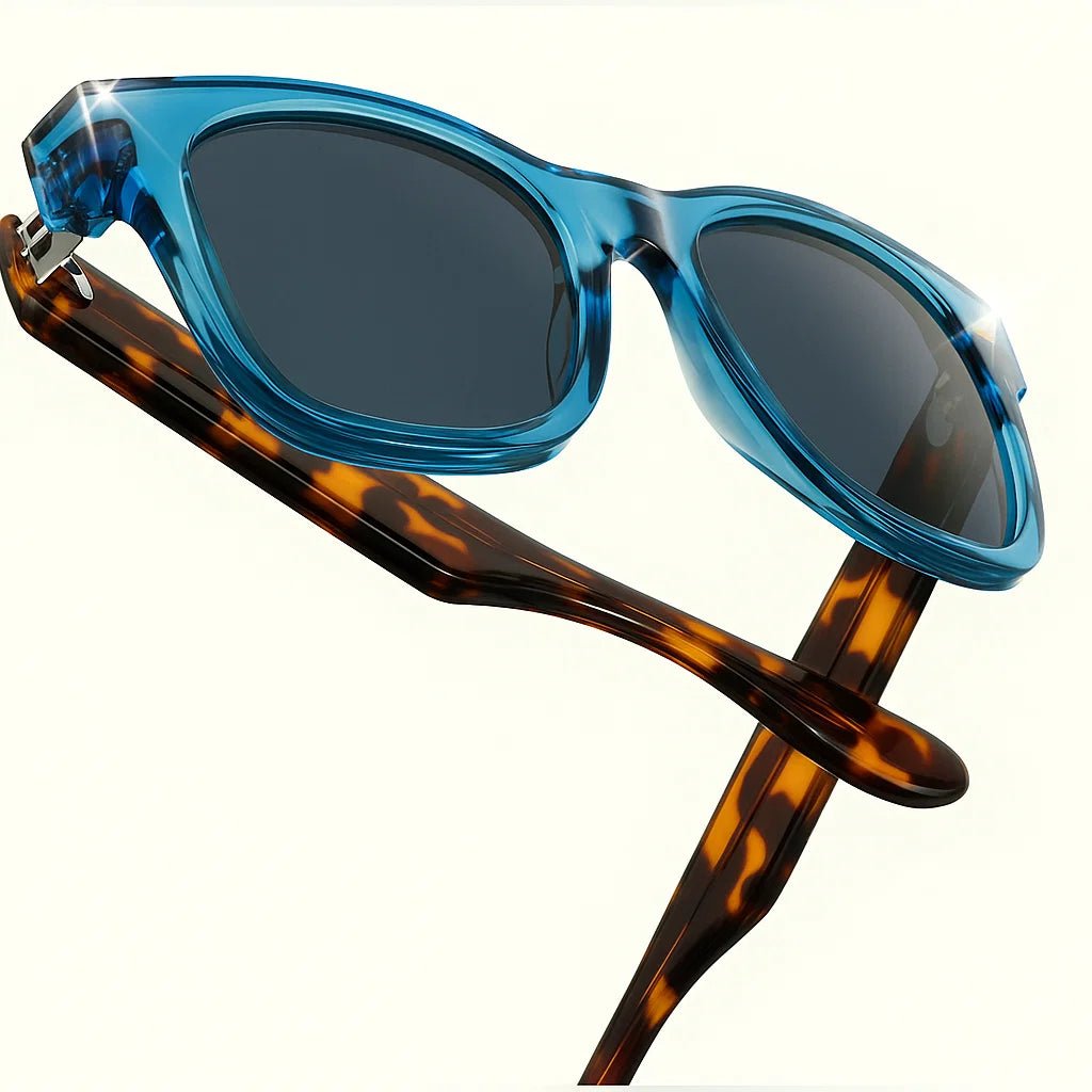 UV400 protected unisex square tortoiseshell sunglasses with acetate frames for clear, stylish vision.