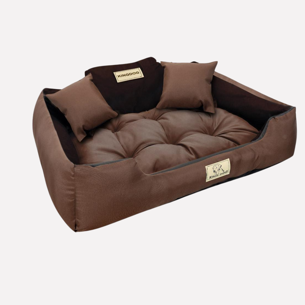 Stylish supportive pet bed, enhancing home decor, providing comfortable resting for pets.