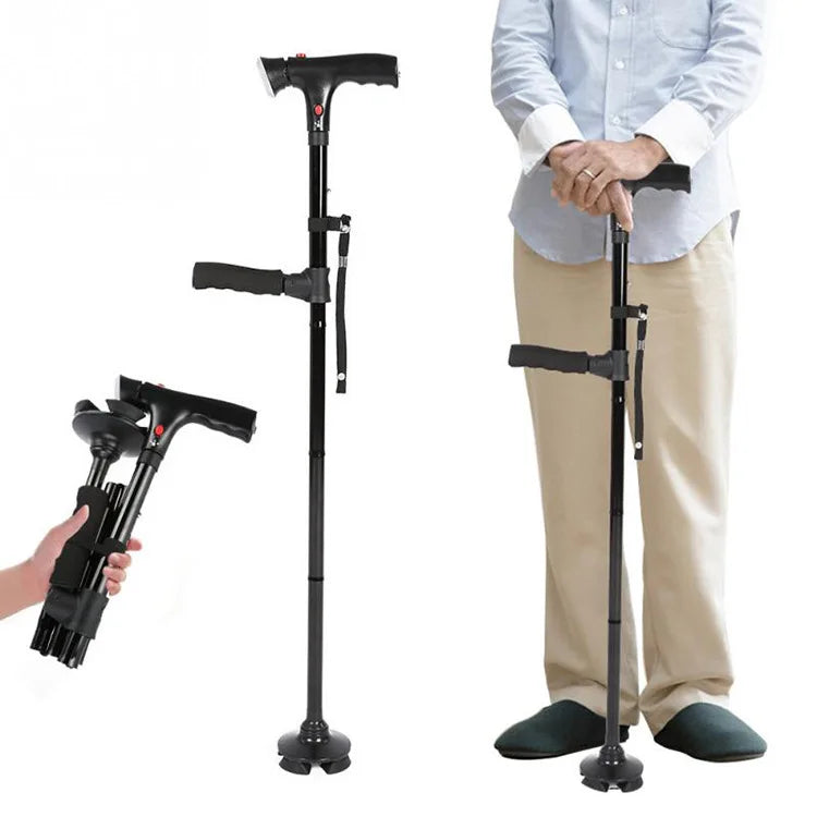 SureStep folding walking cane with ergonomic handle, enhancing stability & independent living for seniors.