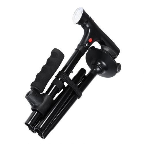 Assistive SureStep folding cane for travel, ensuring enhanced stability and easy portability for active seniors.