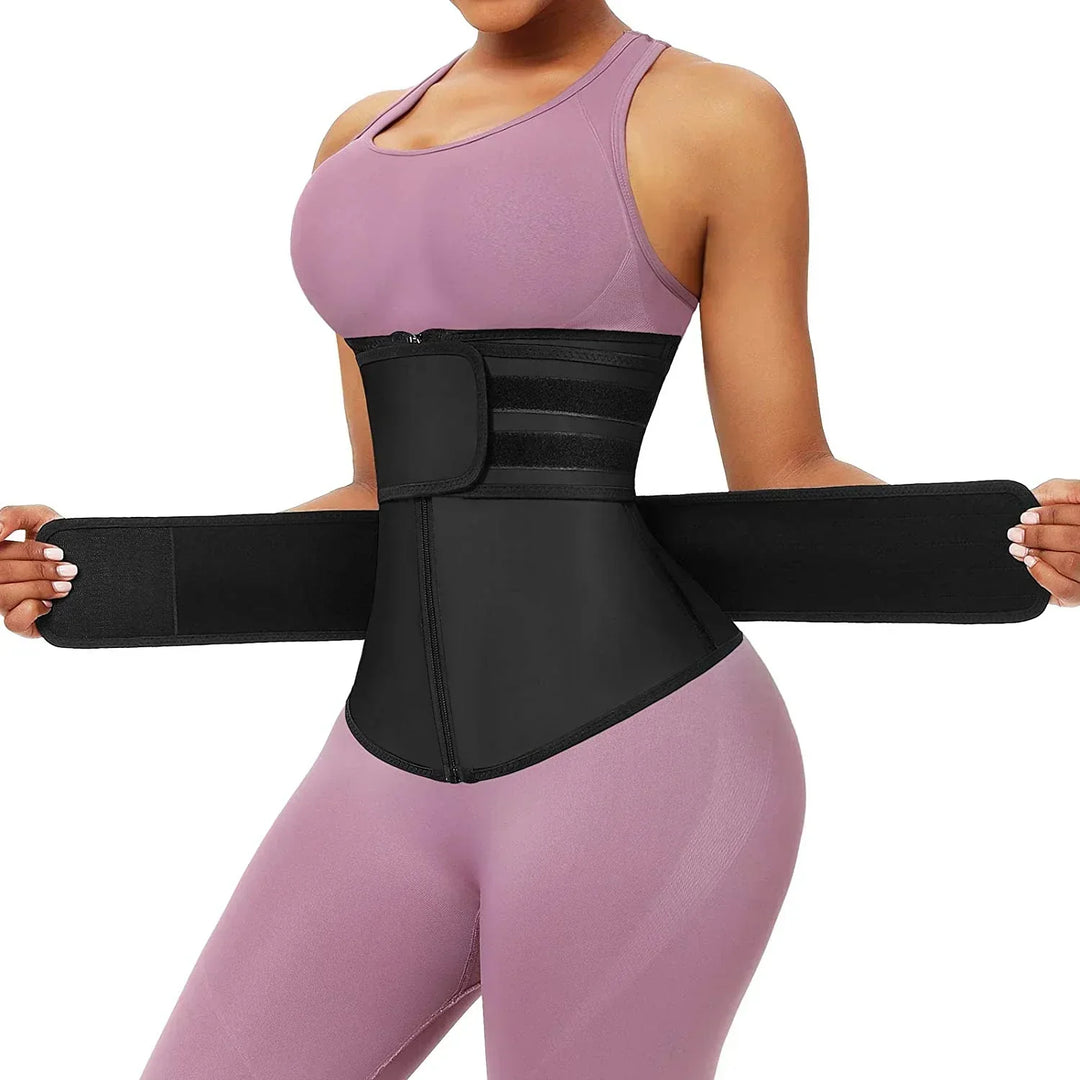 SweatPro Neoprene waist trainer for intense fitness workouts. Provides core support and enhances sweat.