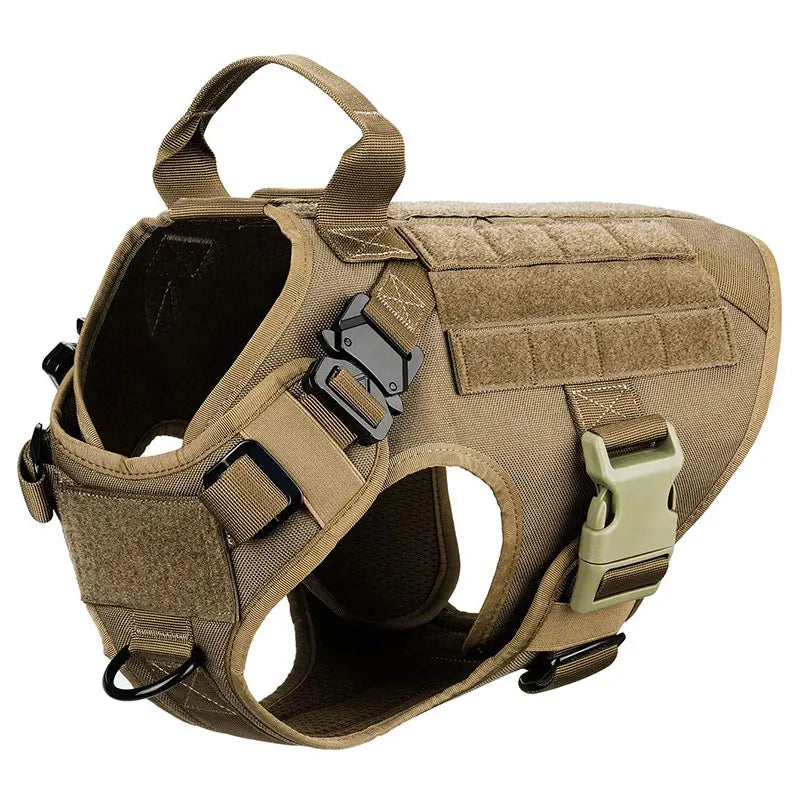 Training harness and leash for large tactical dogs, robust nylon construction for maximum durability