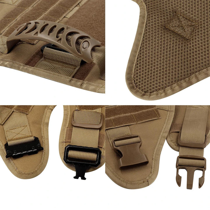 Black tactical dog harness for large breeds and strong dog leash, essential pet supplies for outdoor use