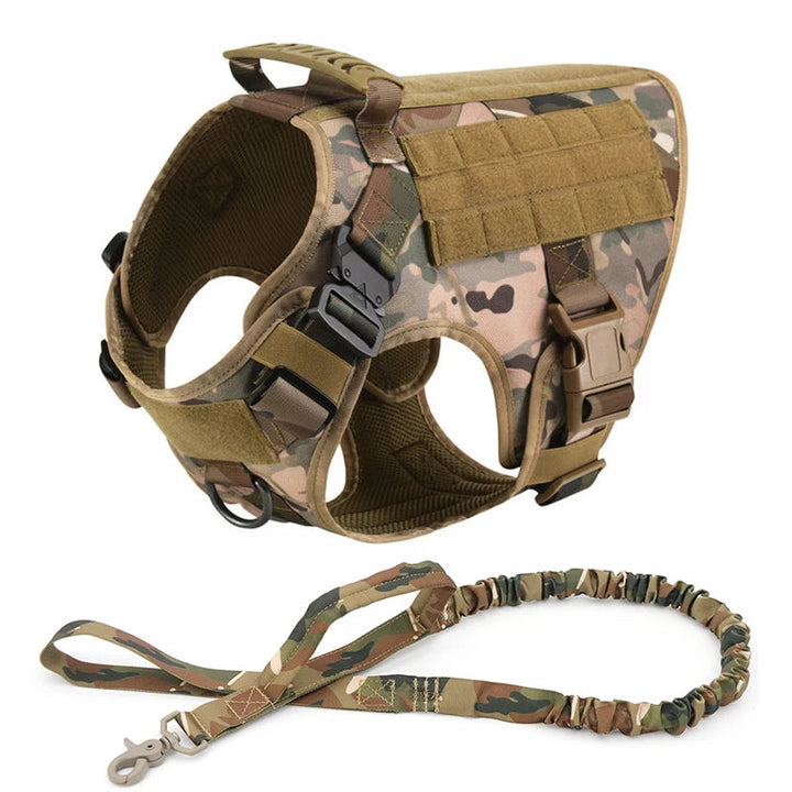 Robust tactical dog harness set for working dogs, offering secure and custom fit