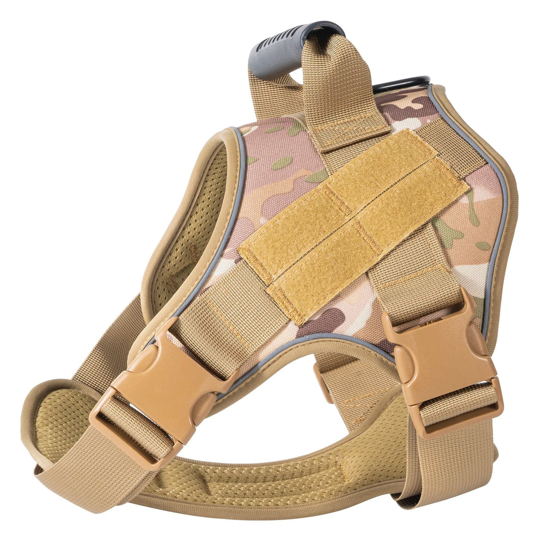 Dog training harness, tactical style, with padded chest and adjustable fit
