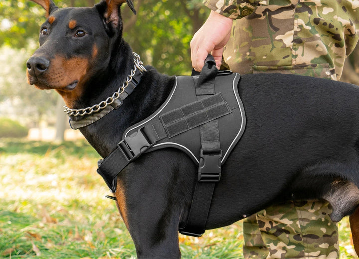 Tactical pet supplies: durable dog harness with reflective, adjustable straps